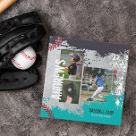 Baseball Photos Scrapbook Grunge Baseball Card Binder<br><div class="desc">Unique personalized baseball card binder design for your baseball cards, or photo album. The design features a rustic grey concrete background with teal and dark grey grunge textures. Personalize the cover with three of your favourite photos along with your custom text. The spine is designed with red baseball stitching and...</div>