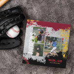 Baseball Photos Scrapbook Grunge Baseball Card Binder<br><div class="desc">Unique personalized baseball card binder design for your baseball cards, or photo album. The design features a rustic grey concrete background with marroon, black, and yellow grunge textures. Personalize the cover with three of your favourite photos along with your custom text. The spine is designed with red baseball stitching and...</div>