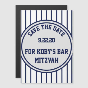 Baseball Pinstripes Large Magnetic Save the Date Invitation