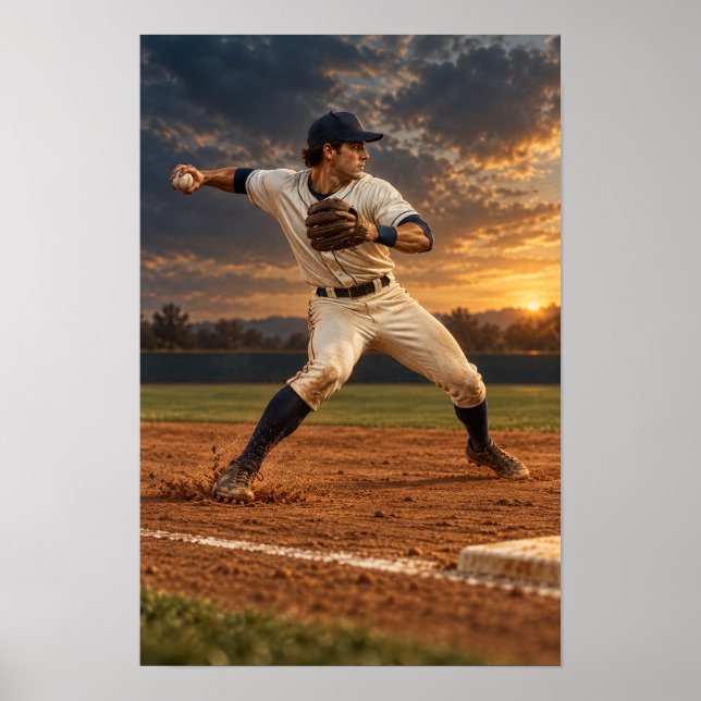 Baseball Pitcher at Sunset Wall Art – Dynamic Pitc (Front)