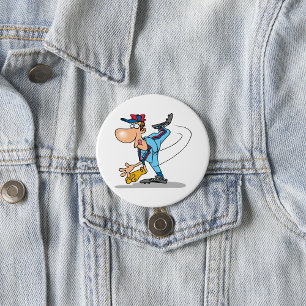 Baseball Pitcher Cartoon Style 3 Inch Round Button