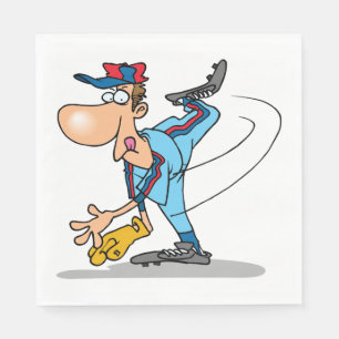 Baseball Pitcher Cartoon Style Napkin