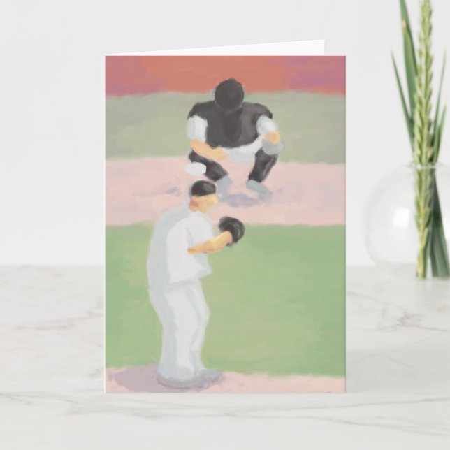 Baseball Pitcher & Catcher, Greeting Card (Front)