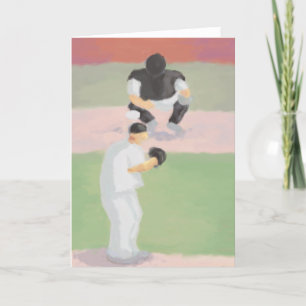 Baseball Pitcher & Catcher, Greeting Card