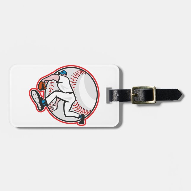 Baseball Pitcher Luggage Tags (Front Horizontal)