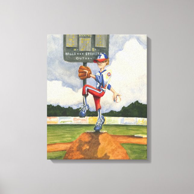 Baseball Pitcher on Mound by Jay Throckmorton Canvas Print (Front)