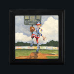 Baseball Pitcher on Mound by Jay Throckmorton Gift Box<br><div class="desc">Is it a curveball or a slider? Whatever it is it is coming right at you in this amazing piece by Jay Throckmorton. A baseball pitcher commands the mound, winding up to deliver a throw to the plate. Give this as a gift or hang it on your wall and enjoy...</div>