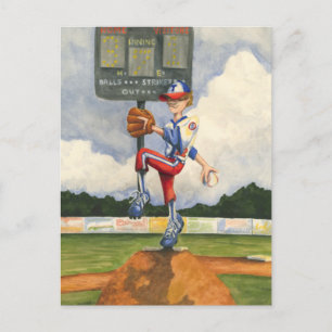 Baseball Pitcher on Mound by Jay Throckmorton Postcard
