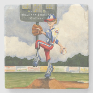 Baseball Pitcher on Mound by Jay Throckmorton Stone Coaster