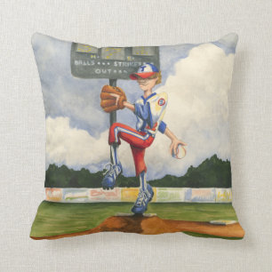 Baseball Pitcher on Mound by Jay Throckmorton Throw Pillow