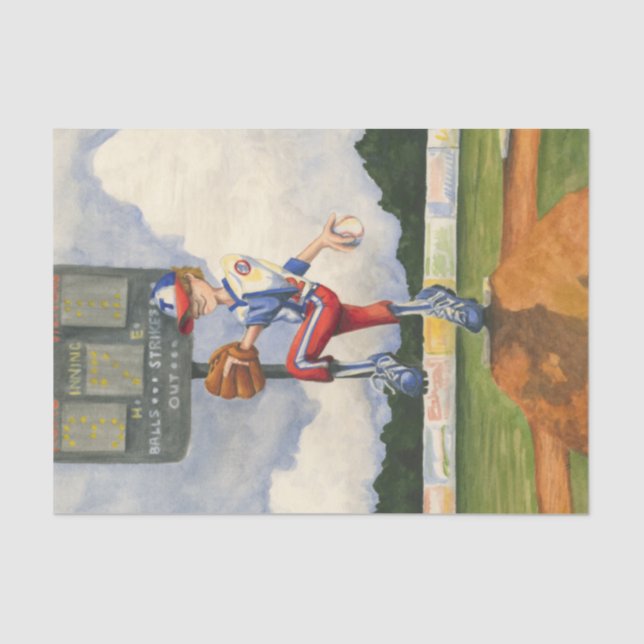 Baseball Pitcher on Mound by Jay Throckmorton Tissue Paper (Front)