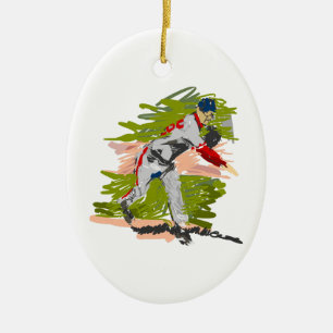 Baseball Pitcher Pitching Ceramic Ornament