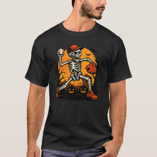Baseball Pitcher Skeleton Halloween Baseball T-Shirt