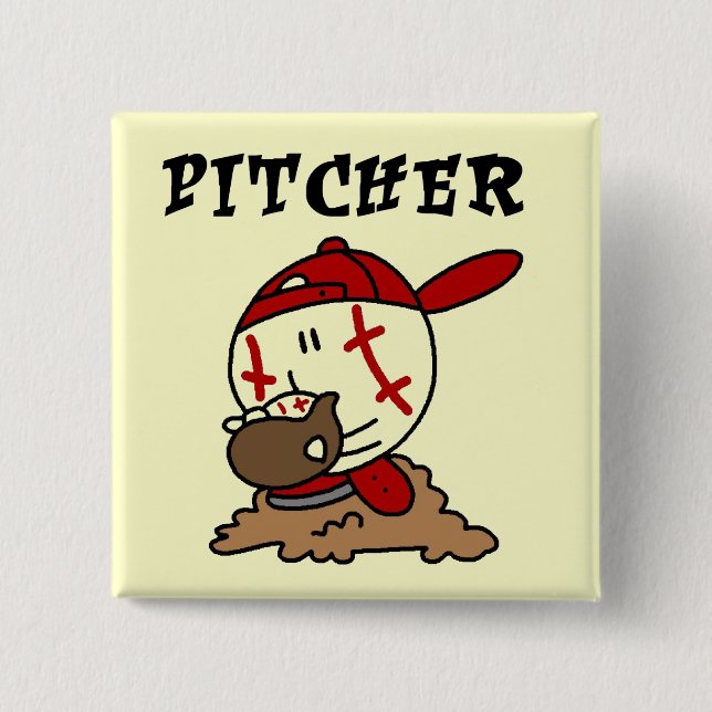 Baseball Pitcher Tshirts and Gifts 2 Inch Square Button (Front)