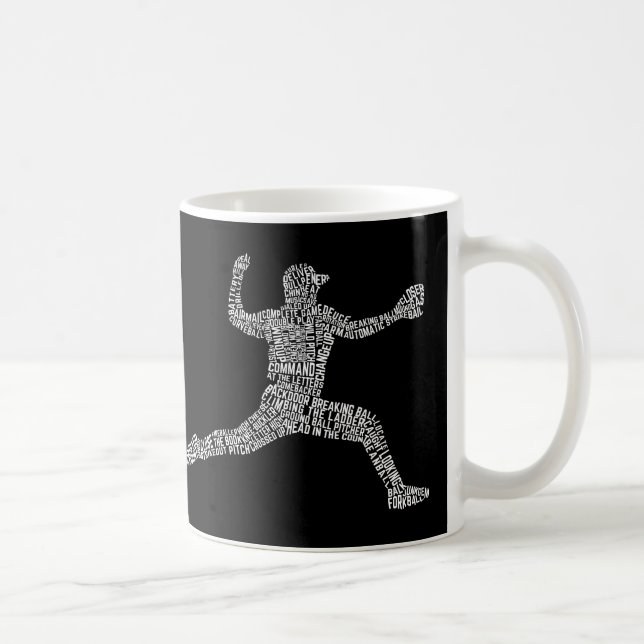 Baseball Pitcher Typography Word Art Coffee Mug (Right)
