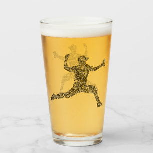 Baseball Pitcher Word Art Typography Glass