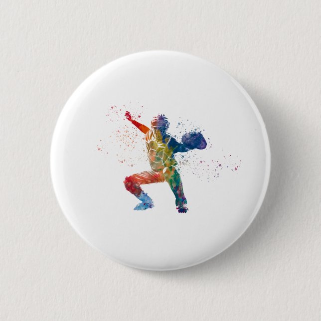 baseball player 2 inch round button (Front)