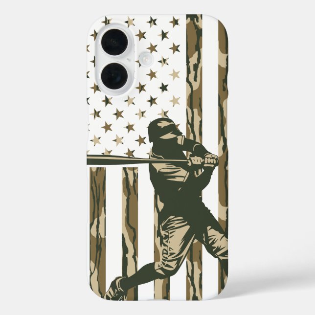 Baseball Player American Flag USA Bottomland Camo  Case-Mate iPhone Case (Back)