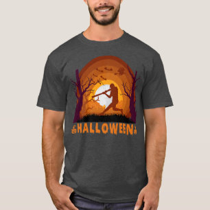 Baseball Player And Moon Silhouette Halloween Spor T-Shirt