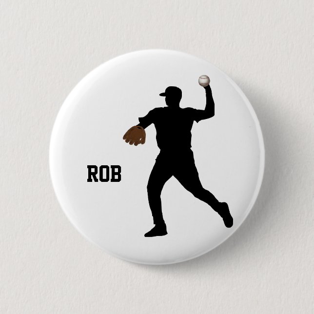 baseball player  badge 2 inch round button (Front)