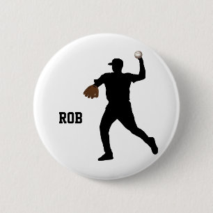 baseball player  badge 2 inch round button