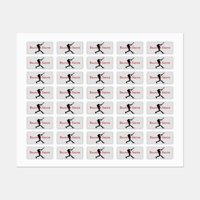 Baseball Player Batter Name Labels (Sheet)