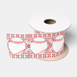 Baseball Player Christmas Gift Wrapping Satin Ribbon