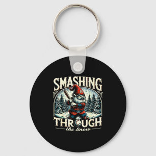 Baseball Player Christmas Gnome, Smashing Through Keychain