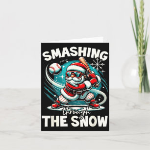 Baseball Player Christmas Santa, Smashing Through  Card