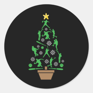 Baseball Player Christmas Tree Classic Round Sticker