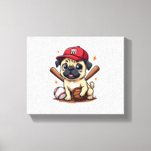 Baseball Player Coach Pug Dog Lover Pug Mom Canvas Print