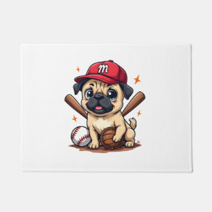 Baseball Player Coach Pug Dog Lover Pug Mom Doormat