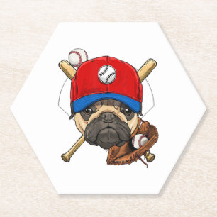 Baseball Player Coach Pug Dog Lover Pug Mom Paper Coaster