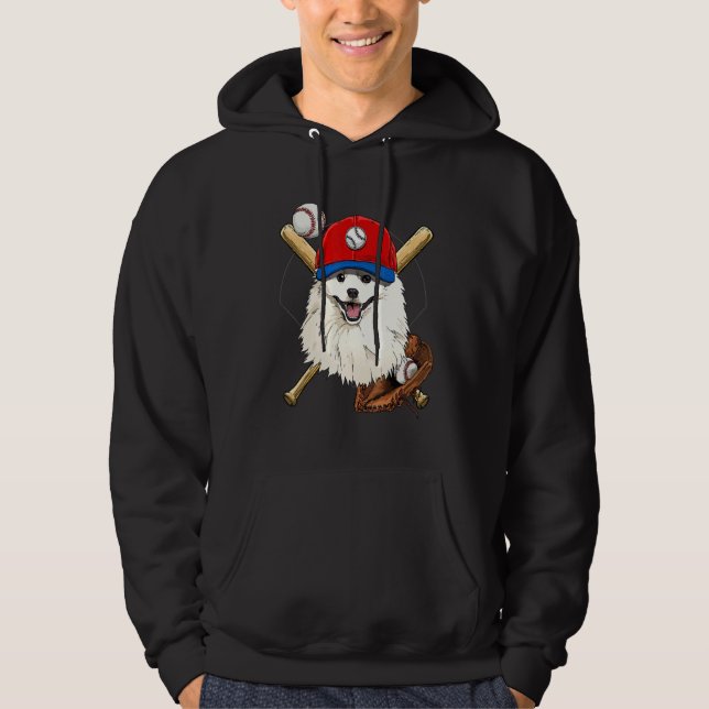 Baseball Player Coaches American Eskimo Pitcher Ca Hoodie (Front)