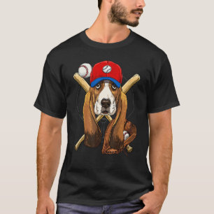 Baseball Player Coaches Basset Hound  Pitcher Catc T-Shirt