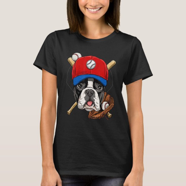 Baseball Player Coaches French Bulldog  Pitcher Ca T-Shirt (Front)