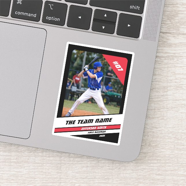 Baseball Player Custom Gift Black White Red (Detail)