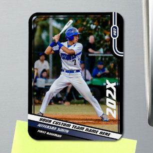 Baseball Player Custom Gift in Blue Magnet