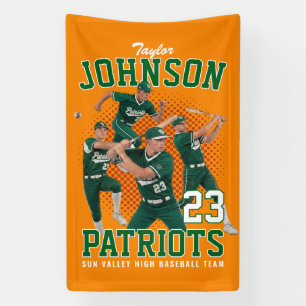 Baseball Player Custom Photo and Team Colour Sport Banner