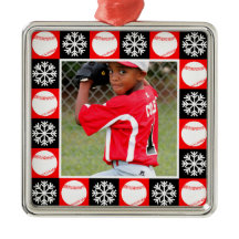 Baseball Player Custom Photo Christmas Snowflakes
