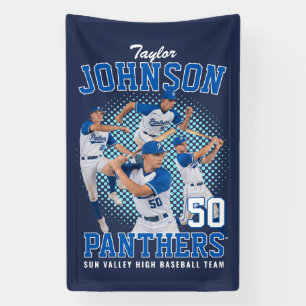 Baseball Player Custom Photo Retro Bootleg Sports Banner