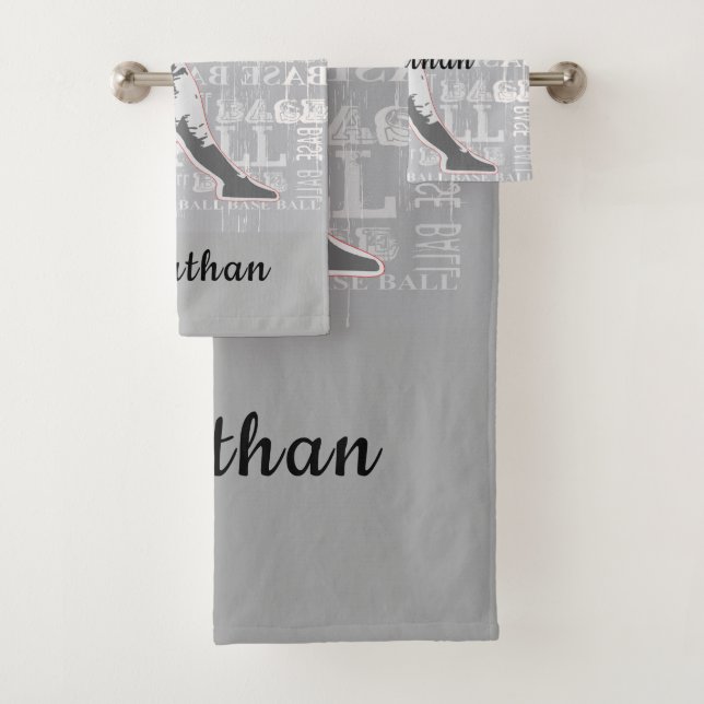 Baseball Player Design Bath Towel Set (Insitu)