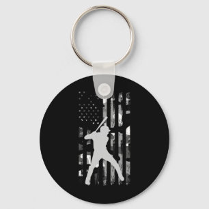 Baseball Player Gifts Teens Boys Men American Flag Keychain