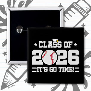 Baseball Player Graduation Class of 2026 Senior 2 Inch Square Button
