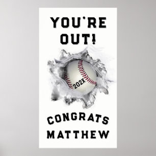 Baseball Player Graduation Poster