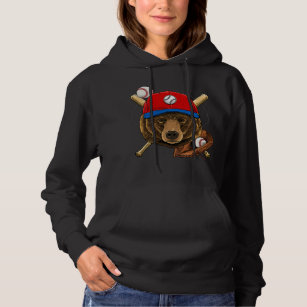 Baseball Player Grizzly Bear Pitcher Catcher Baseb Hoodie