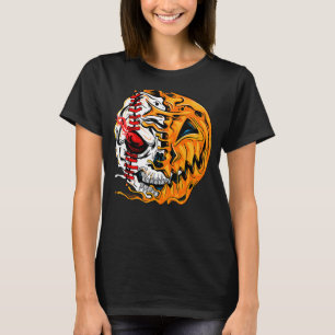 Baseball Player Halloween Pumpkin Skeleton Skull K T-Shirt