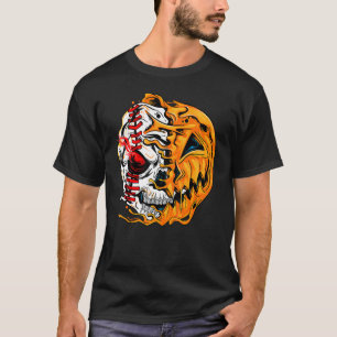 Baseball Player Halloween Pumpkin Skeleton Skull K T-Shirt
