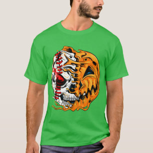 Baseball Player Halloween Pumpkin Skeleton Skull K T-Shirt