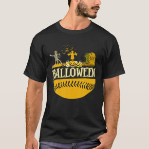 Baseball Player Halloween Pumpkin Skeleton, Skull T-Shirt